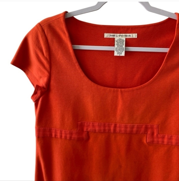 Orange Cap Sleeve Dress DIANE von FURSTENBERG Bright Orange Shift DresSize 8. - Picture 3 of 9
